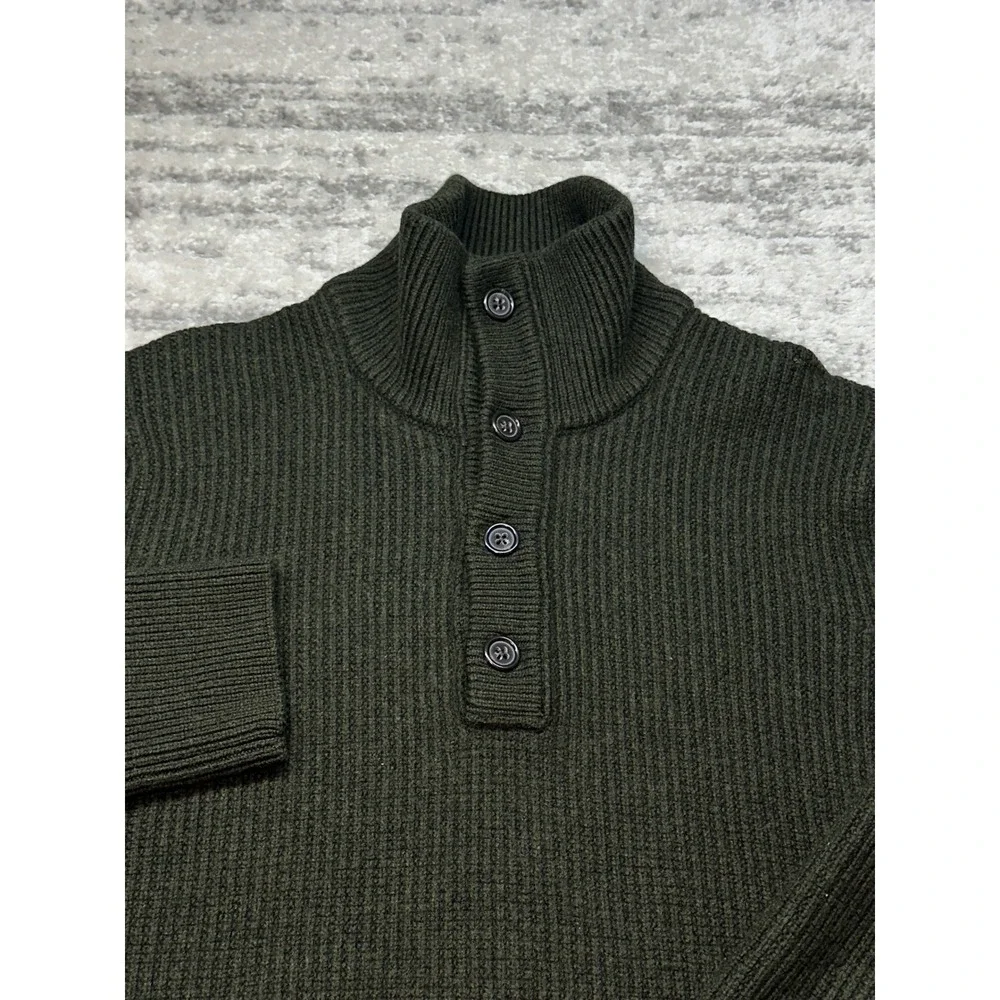 Banana Republic Sweater Mens XL Green Extra Fine Merino Wool Fisherman Fair isle